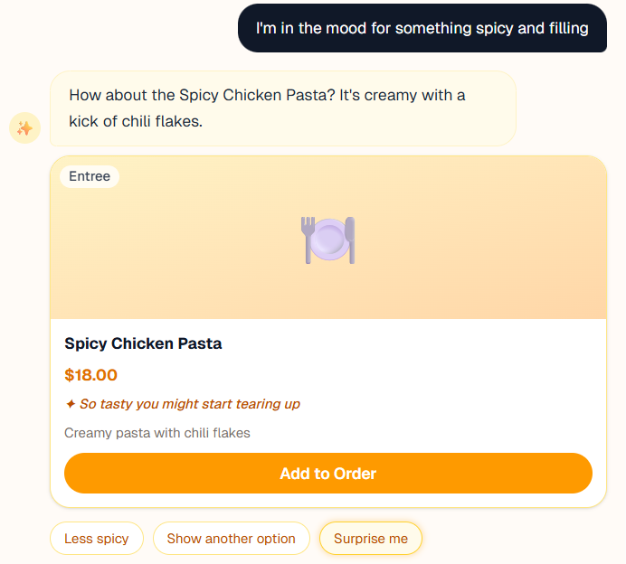 Guided ordering experience